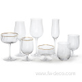 Clear Rib Wine Glass with gold rim